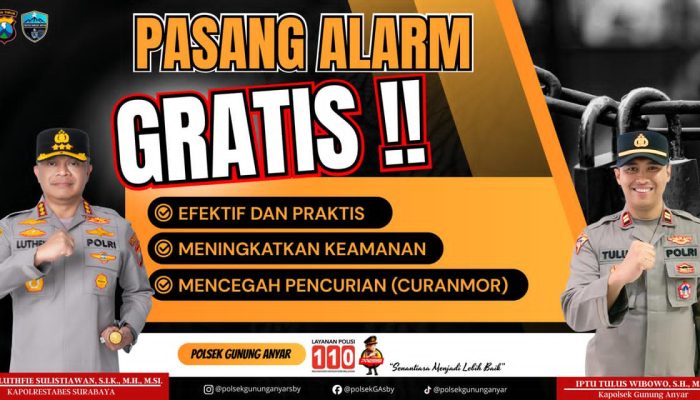 Ambil Langkah Preventif Polsek Gunung Anyar Pasang Alarm Gratis Untuk Warga