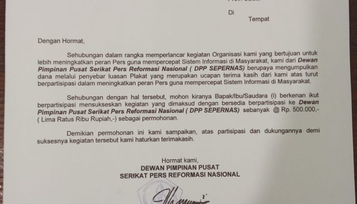 Surat Ilegal Catut SEPERNAS Beredar di Sulsel