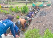 Guyub Rukun! Babinsa, Aparat Kelurahan dan Warga Bersihkan Irigasi Demi Kelancaran Air Sawah