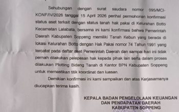 Surat Resmi BPKPD Terungkap, Pemkab Soppeng Tegaskan Lahan Botto Tak Pernah Dialihkan