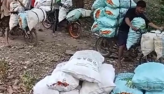 ANTUSIAS WARGA PANEN JAGUNG, OJEK MOTOR ANGKUT HASIL BUMI DI JALAN BERISIKO