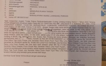 Nomor Terlapor Tidak Aktif, Pelapor Berharap Polres Pinrang Usut Tuntas Kasus Transaksi Beras Rp234 Juta