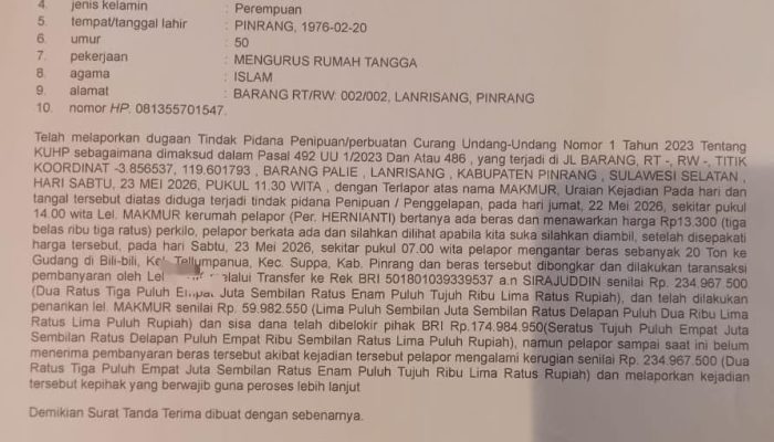 Dikonfirmasi Melalui WhatsApp, Penyidik Polres Pinrang Belum Berikan Tanggapan