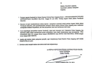 Polres Soppeng Terbitkan SP2HP atas Laporan Dugaan Pemalsuan Dokumen
