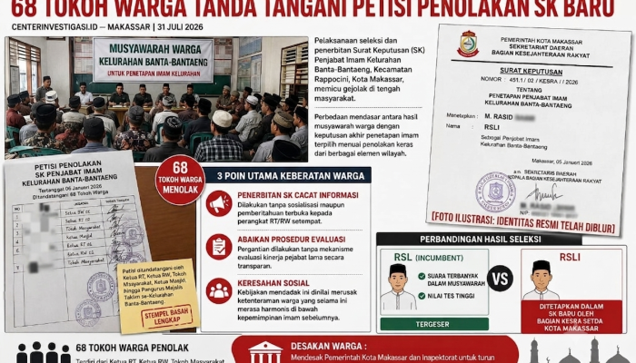 Buntut Seleksi Imam Kelurahan Banta-Bantaeng (Bagian 1): 68 Tokoh Warga Tanda Tangani Petisi Penolakan SK Baru
