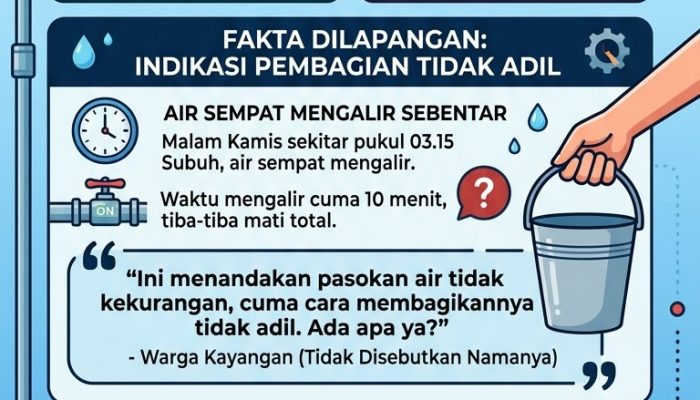 Layanan PDAM Soppeng Dikritik: Air Mati Sepekan di Kayangan Selatan, Distribusi Dinilai Tak Adil