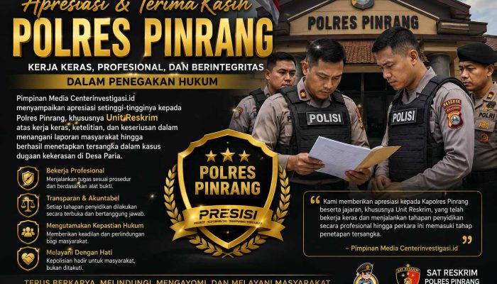 Polres Pinrang Tetapkan Tersangka Kasus Pengeroyokan di Desa Paria, Kerja Keras Penyidik Mendapat Apresiasi