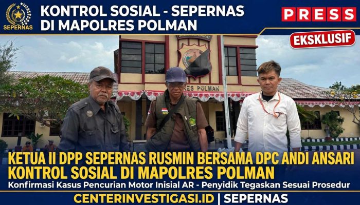 KETUA II DPP-SEPERNAS RUSMIN, SELAKU PIMPINAN REDAKSI CENTERINVESTIGASI.ID, BERSAMA KETUA DPC SEPERNAS ANDI ANSARI LAKUKAN KONTROL SOSIAL DI MAPOLRES POLMAN